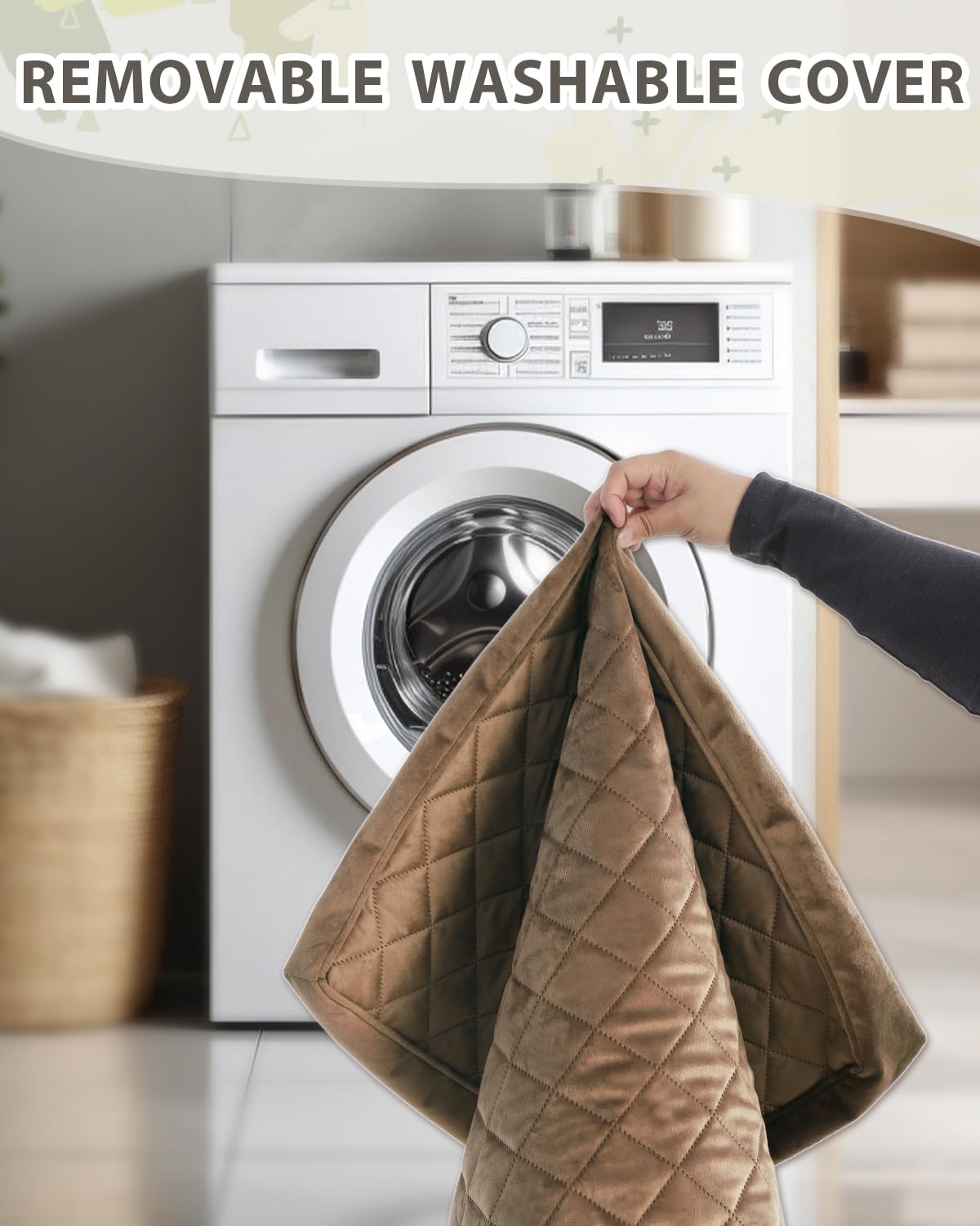 Nupida Orthopedic Dog Bed - Large, Waterproof With Removable Washable Cover And Non-Slip Bottom, Quilting For Crate, 35X23 Inch,