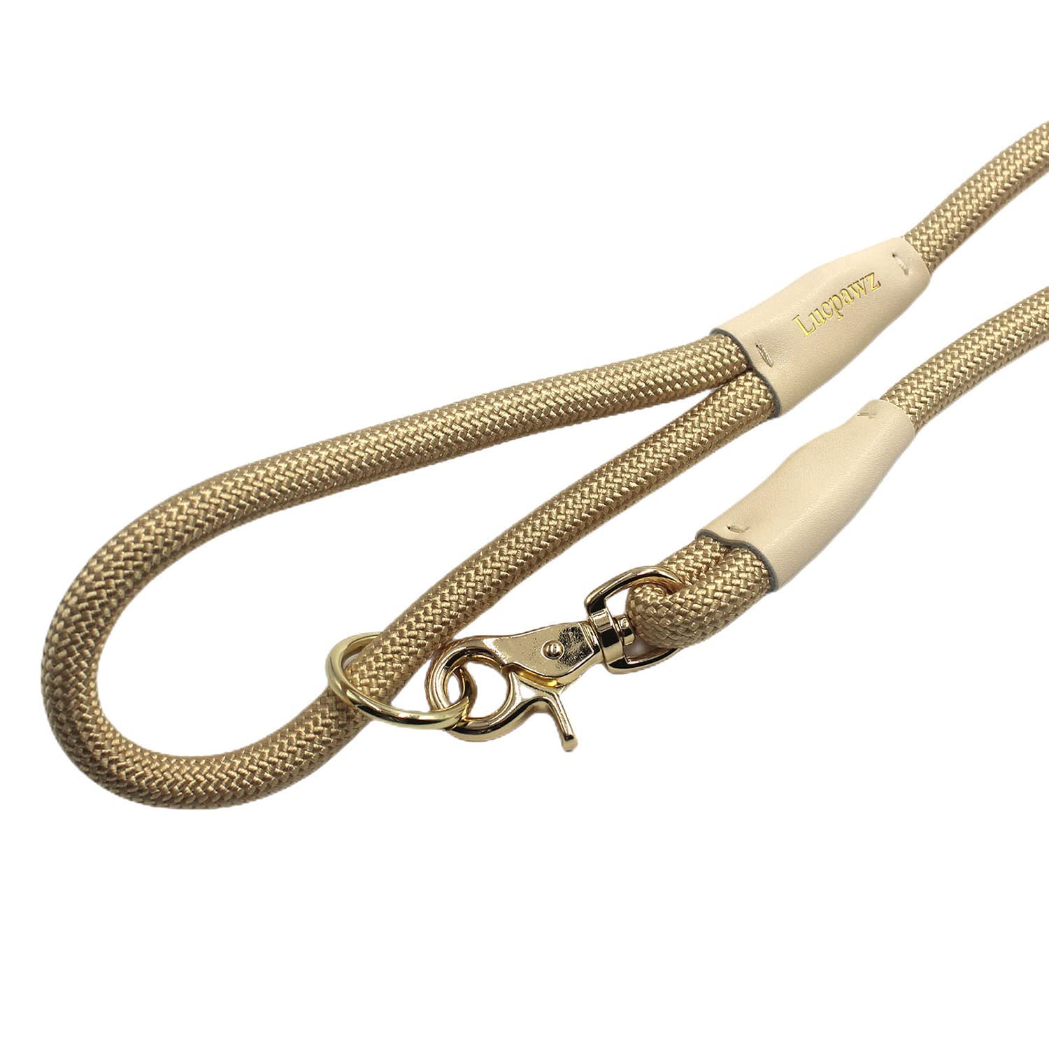 Lucpawz Lobster Snap Pet Leash 5Ft, Special Strong Nylon Rope Dog Leash, Solid Color Rope Dog Lead For All Breeds (Gold, 5Ft *10