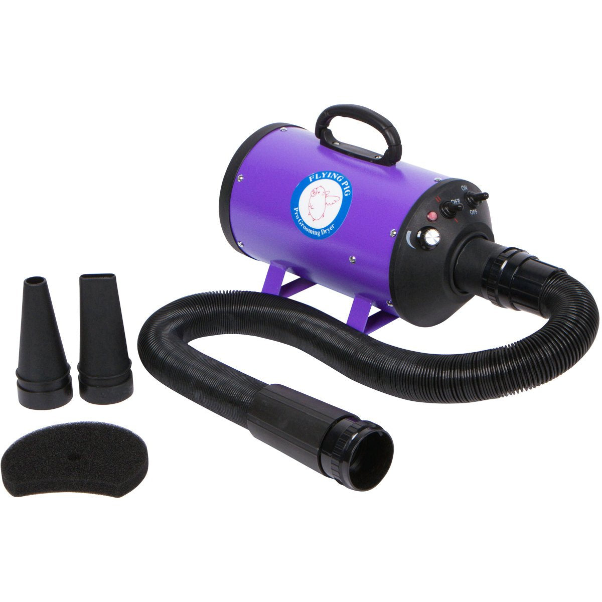 Flying Pig High Velocity Dog Pet Grooming Dryer W/Heater (Model: Flying One, Purple)