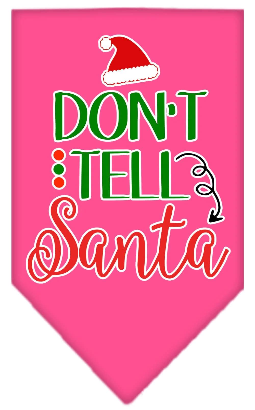 Christmas Pet and Dog Bandana Screen Printed, "Don't Tell Santa" Yellow Large