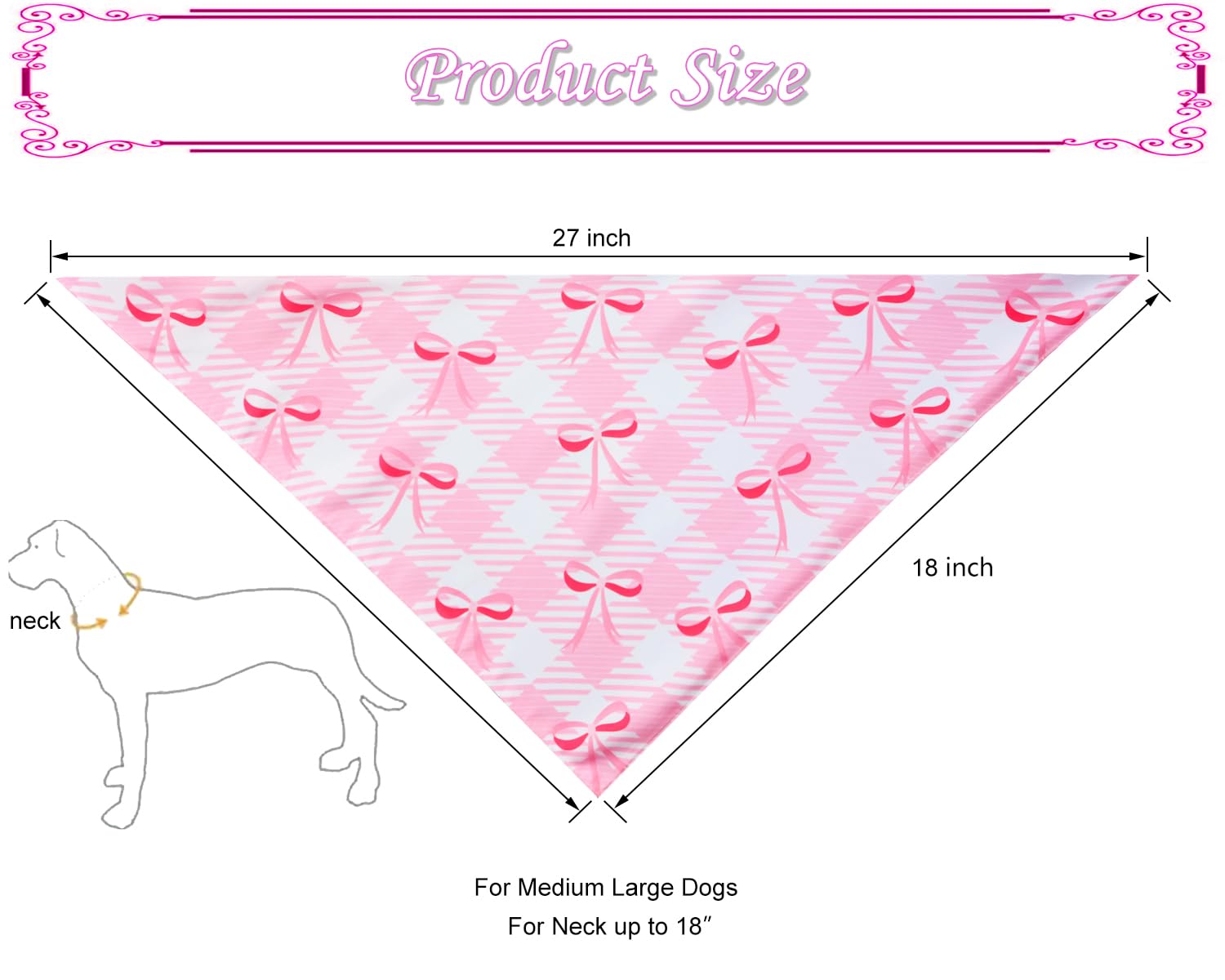 Cozyhaus Pink Bow Dog Bandanas,Pink Spring Summer Scarf For Girls,Cute Coquette Bowknot Dog Kerchief Gifts,Triangle Pet Outfits