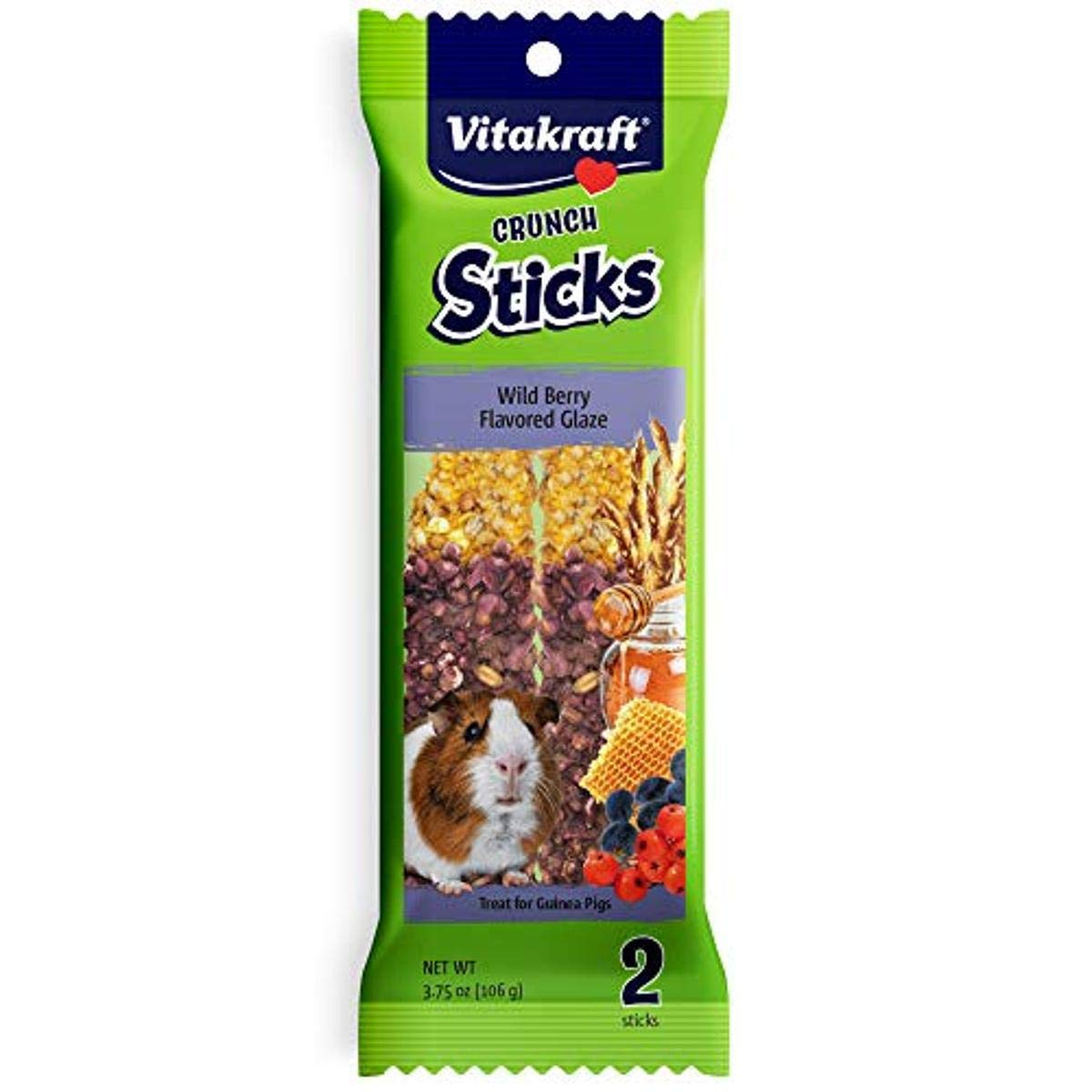 Vitakraft Crunch Sticks Guinea Pig Treat - Chew Sticks - Supports Dental Health, Long-Lasting Fun (Wild Berry & Honey)
