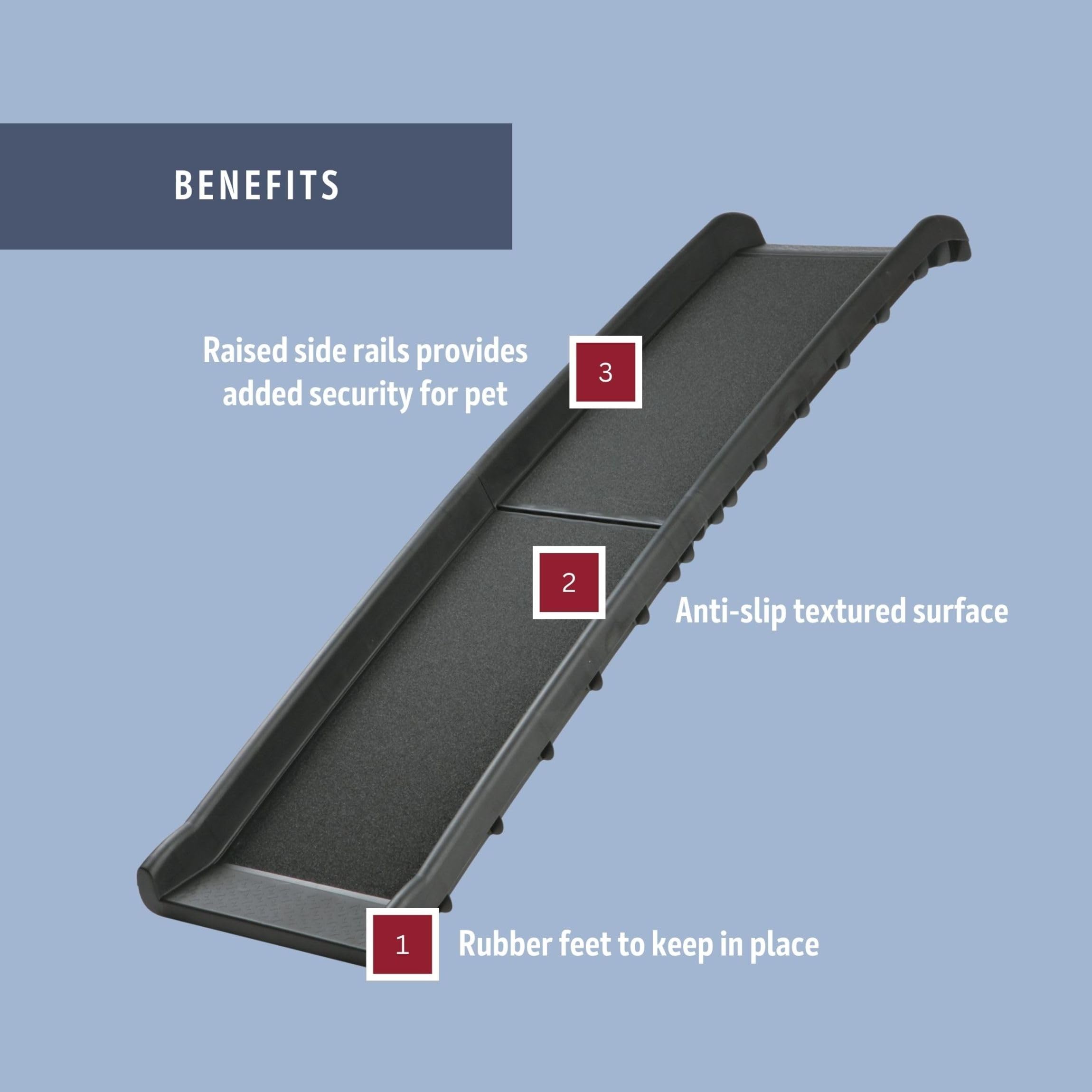 Trixie 62-In Pet Ramp, Folding Dog Ramp, Portable Dog Ramp For Cars, Trucks, And Suv, Non-Skid Surface, Black