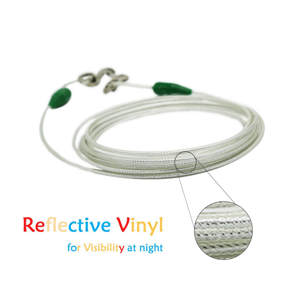 Petest 15Ft Reflective Tie-Out Cable For Medium Dogs Up To 60 Pounds