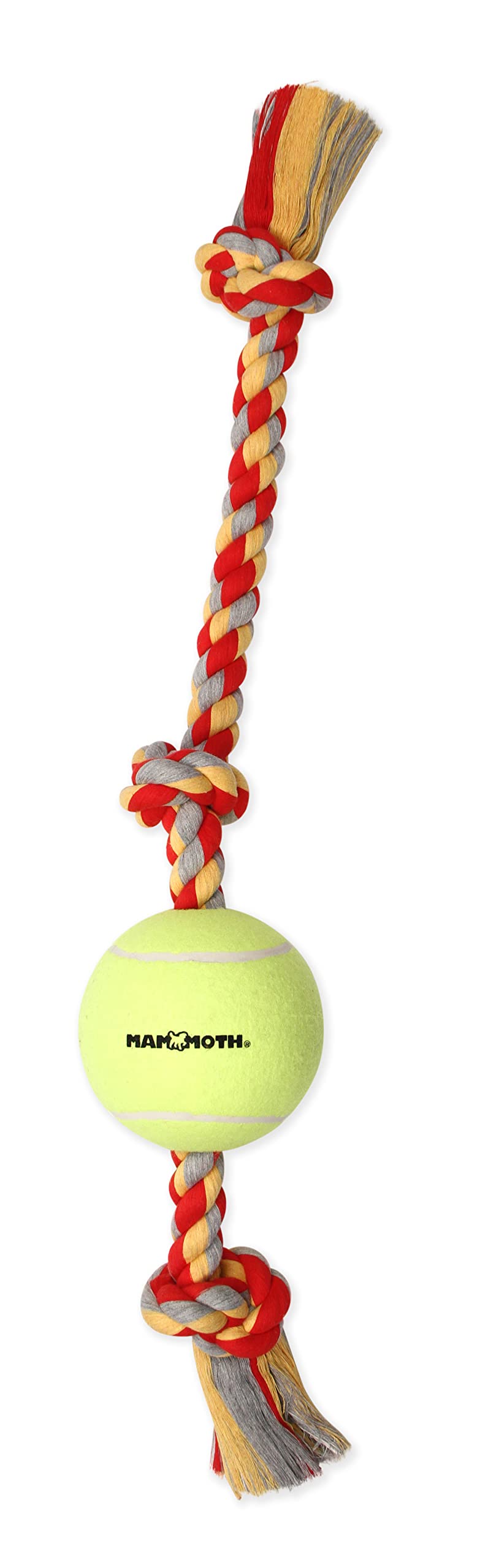 Mammoth Flossy Chews Tug With Big 6-Inch Tennis Ball, X-Large, 36-Inch, Assorted Multicolor (51100F)