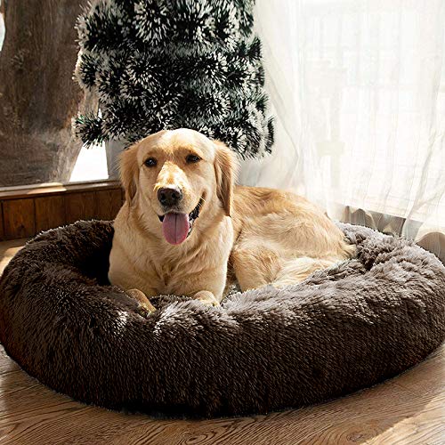 Mfox Calming Dog Bed (L) For Medium And Large Dogs Comfortable Pet Bed Faux Fur Donut Cuddler Up To 25Lbs
