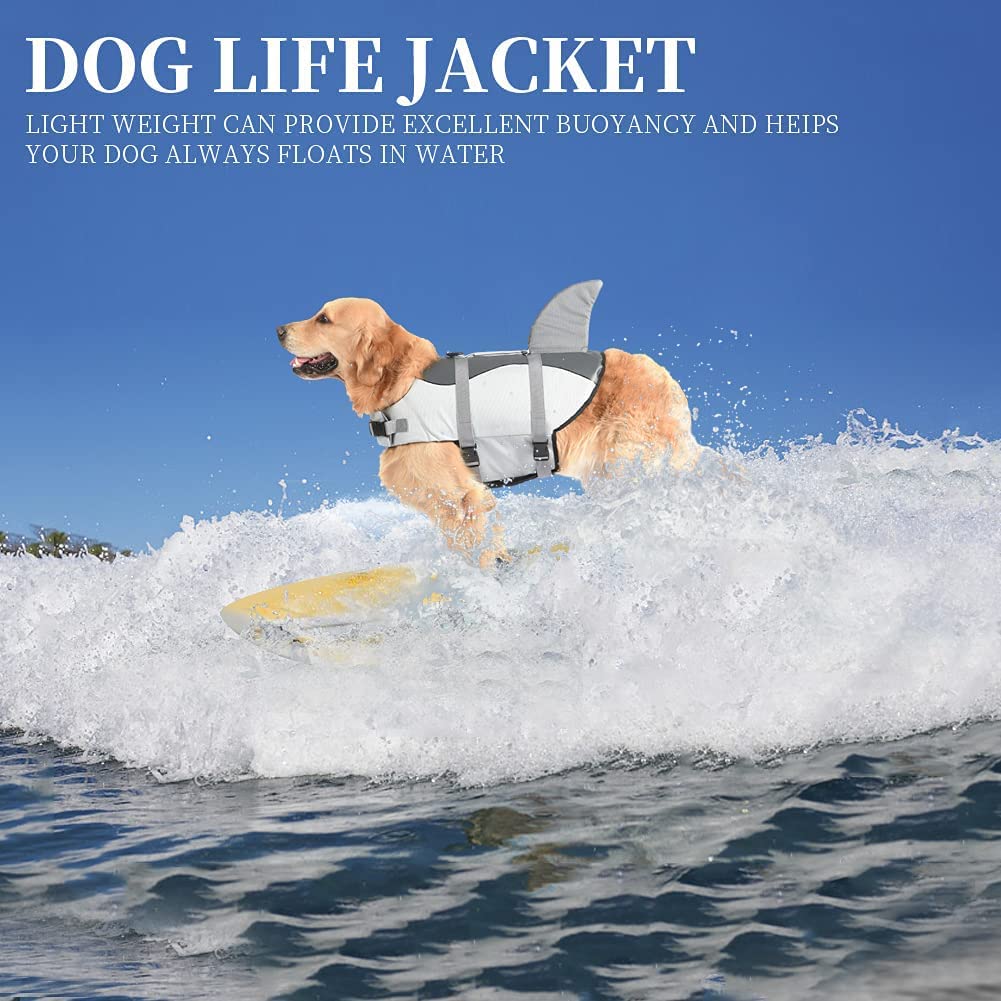 Dog Shark Life Jacket, Dog Life Vest For Swimming Adjustable Pet Life Preserver With Rescue Handle X-Small