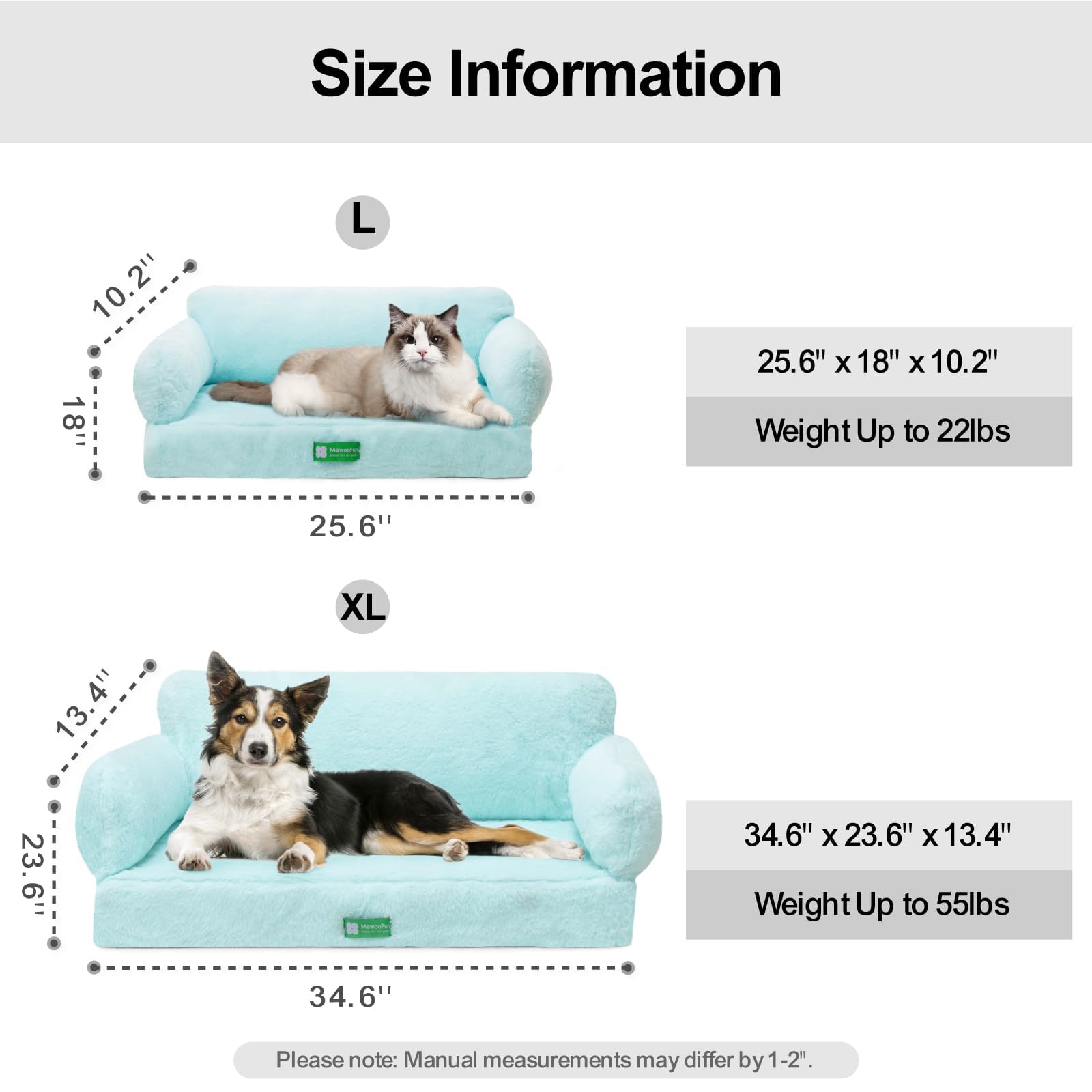 Mewoofun 34.6'' Orthopedic Dog Bed Sofa For Small Medium Dogs, Egg- Foam Dog Couch With Removable Washable Cover And Non-Slip Bo