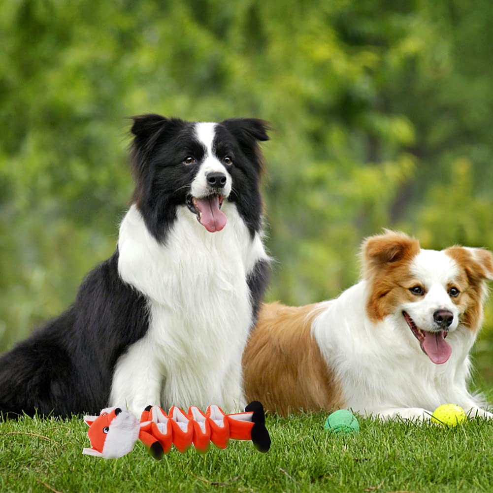Warmtoy Plush Dog Toy In Orange Fox Shape, Durable And Interactive Dog Toy For Tug Of War And Chew Play For Small And Medium Dog