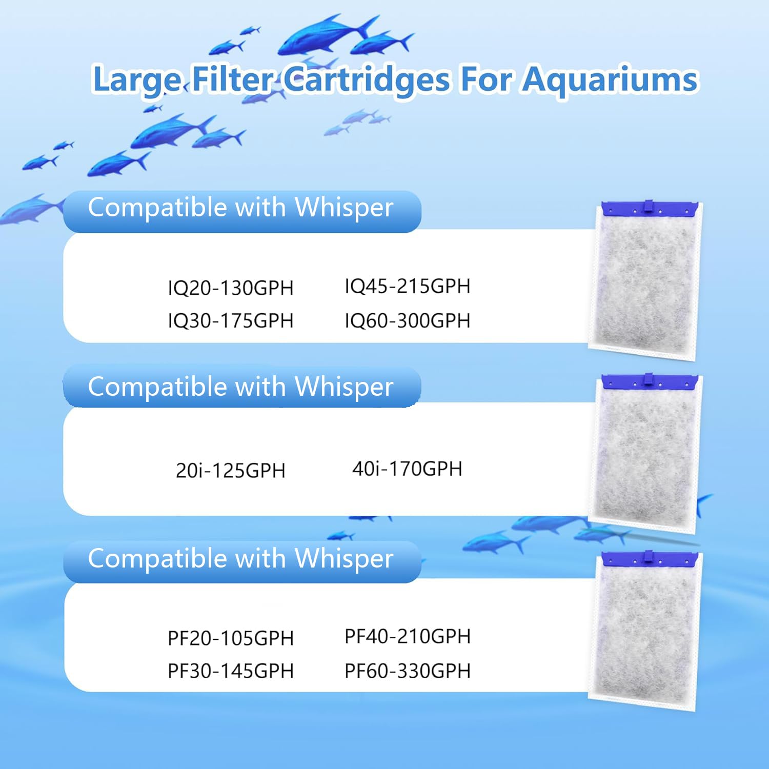 Pewyoke 6 Pack Aquarium Filter Cartridge Compatible With Whisper Power Filters,Large Replacement Filter Cartridges For 20I/40I/I