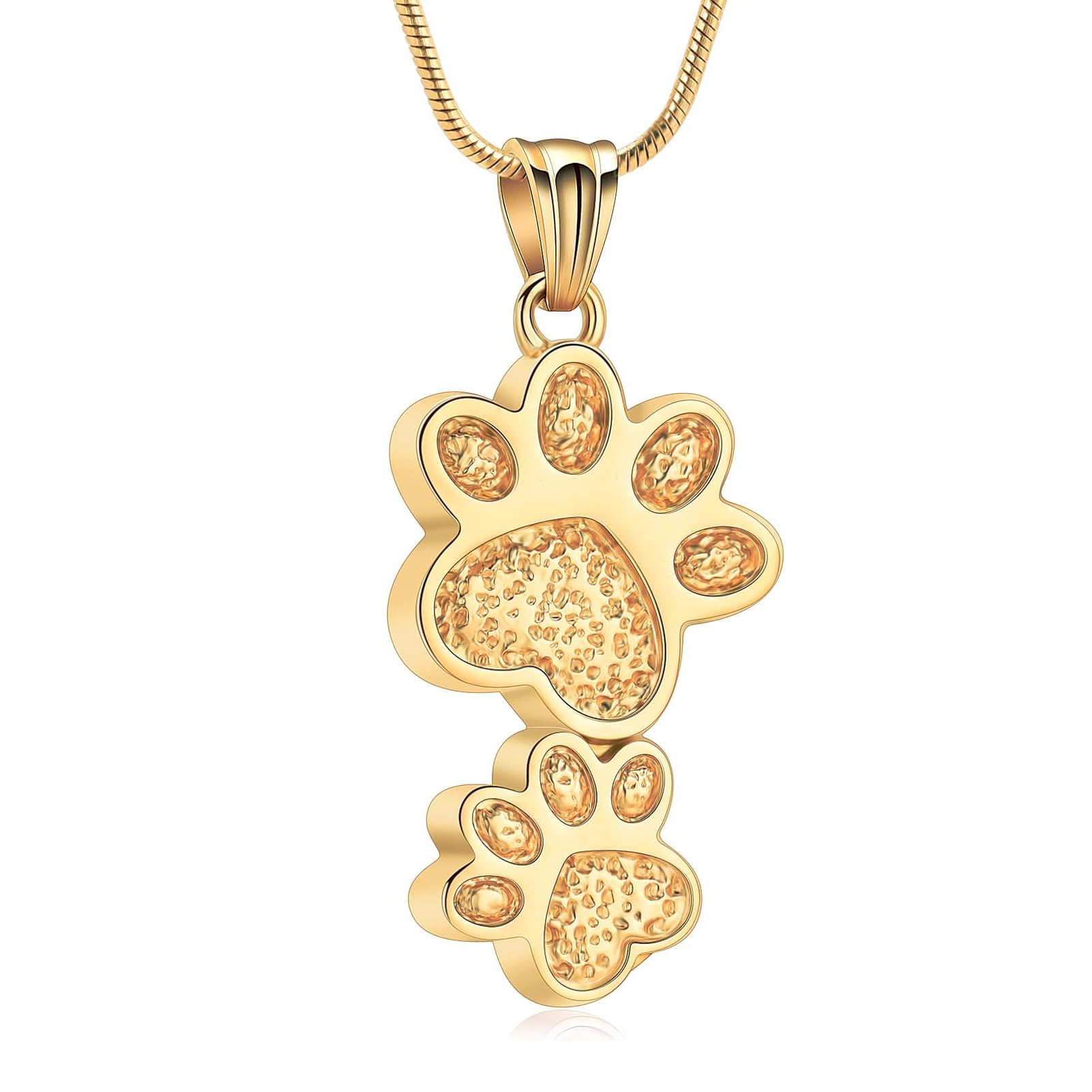 Pet Cremation Jewelry Double Dog Paw Urn Necklace For Ashes Stainless Steel Funeral Keepsake Urn Pendant Ashes Holder Memorial J
