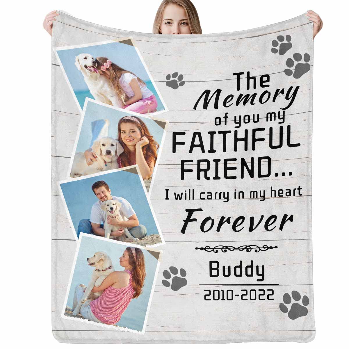 Artsadd Pet Dog Memorial Gifts Personalized Blanket With Photos And Name-In Loving Memory Gifts For Loved Ones Lost-Custom Remembrance Gifts Blankets For Pets Lover-Gray 50'X60'Inch