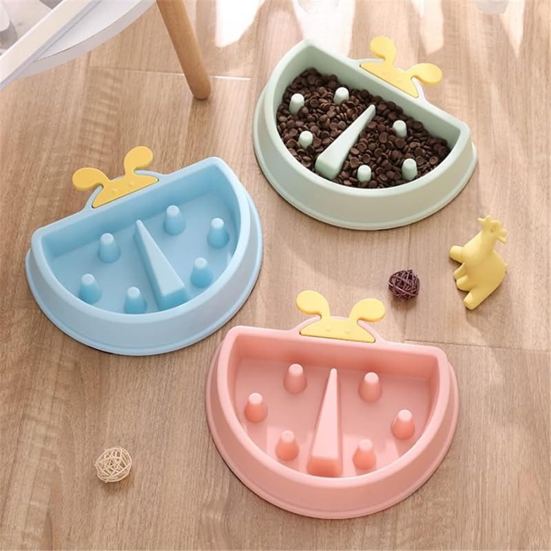 Kittupet Ceramic Slow Feeder Dog Bowls Small Breed, 1.5Cups Dog Food Dish For Fast Eaters, Puzzle Bowl For Small Dogs And Cats,R