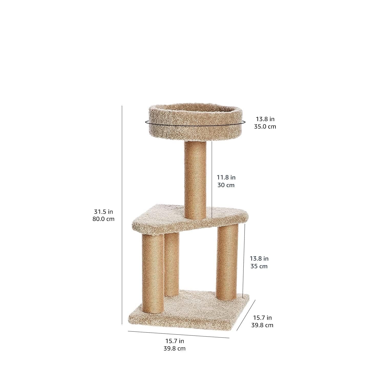 Amazon Basics Cat Tree - Indoor Cat & Kittens Multi-Level Climbing Activity Tower With Scratching Posts, Medium (31.5''H) - Beig