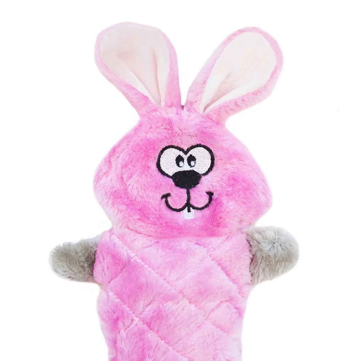 Zippypaws - Jigglerz Tough No Stuffing Squeaky Plush Dog Toy With Crinkle Head And Tail - Bunny