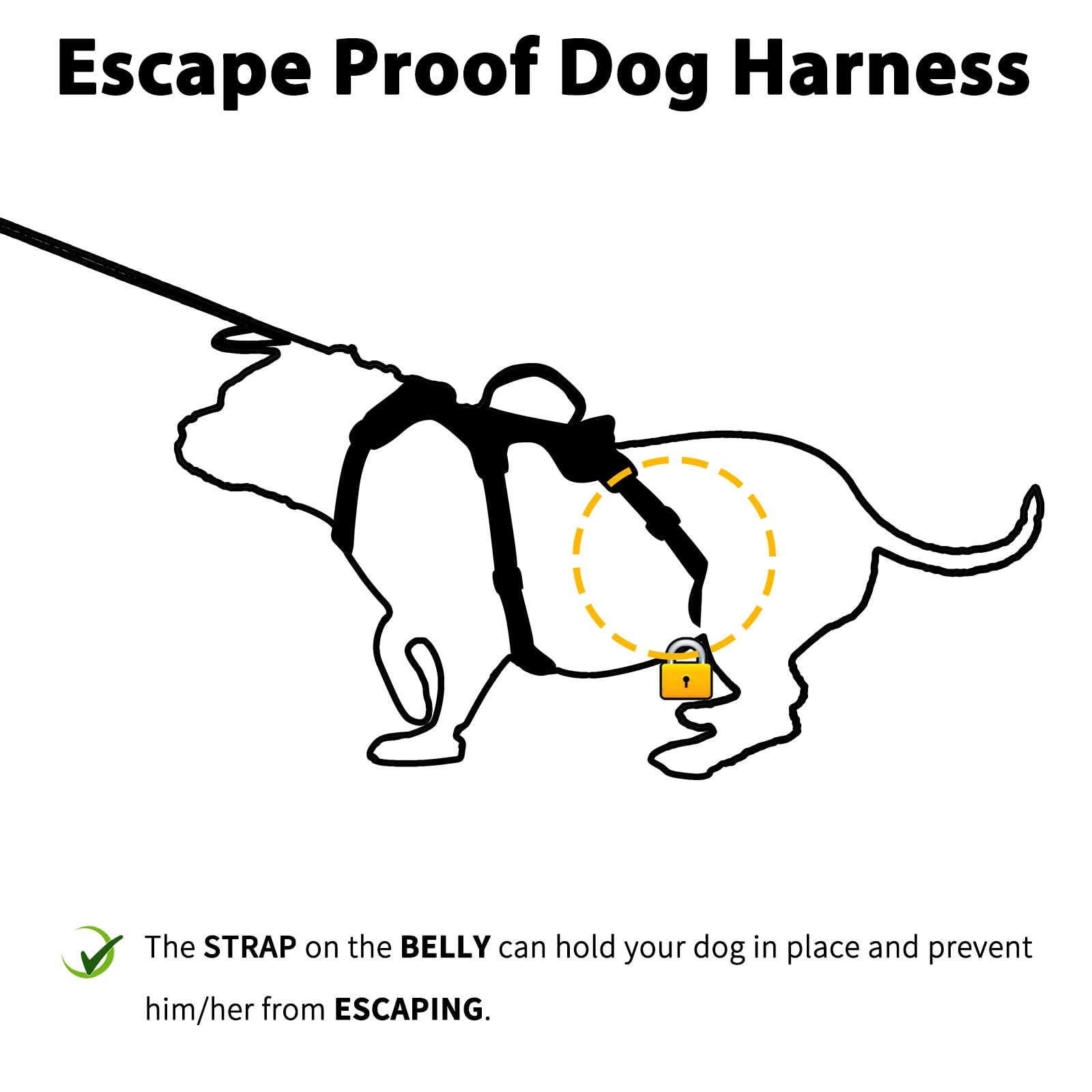 Huntboo Escape Proof Dog Harness, Reflective & Durable Vest for Medium Dogs, Pink, Model HD-03-QFS-M-NEW
