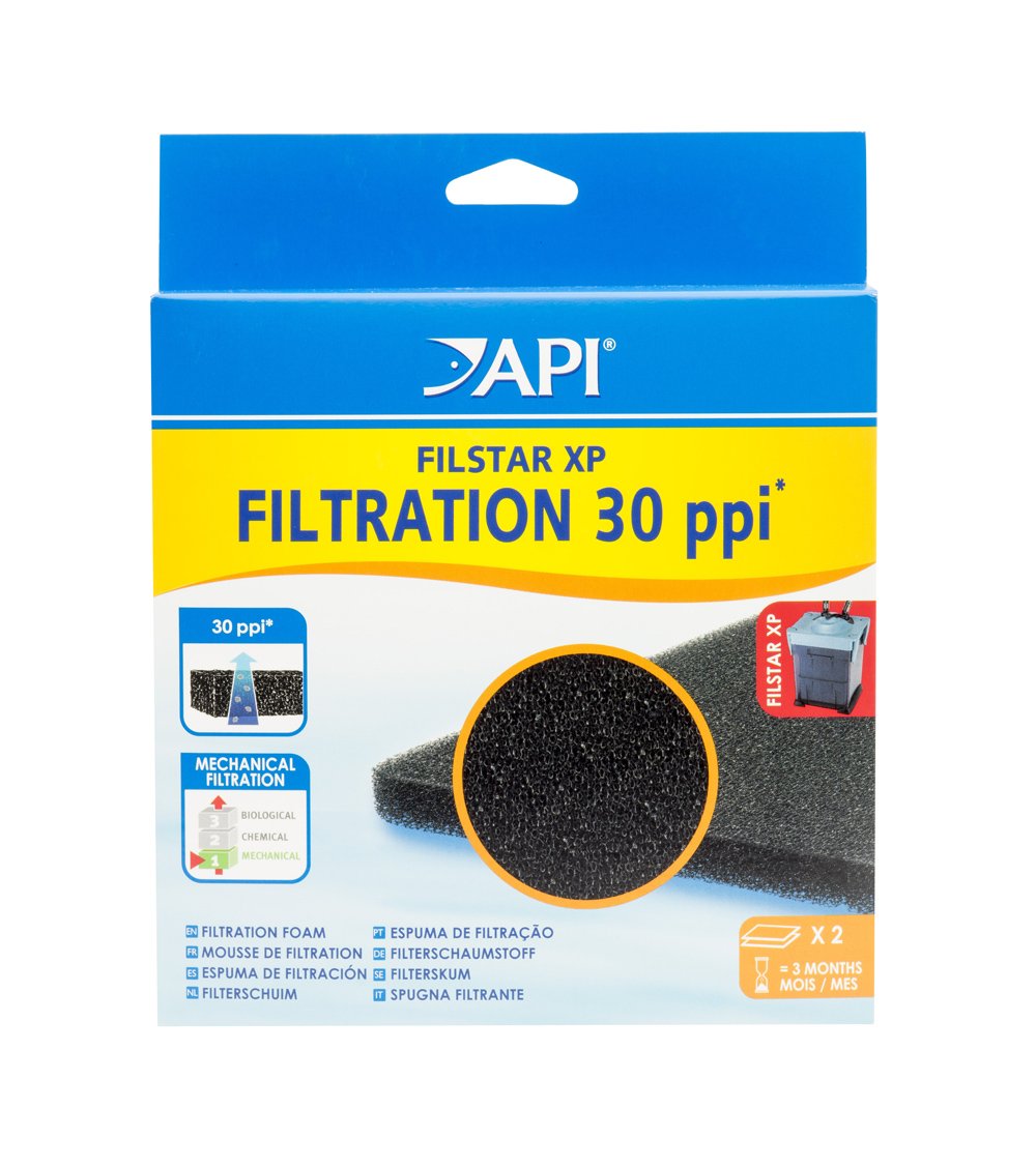 Api Filstar Xp Filtration Foam 30 Ppi Aquarium Canister Filter Filtration Pads 2-Count,Blacks & Grays