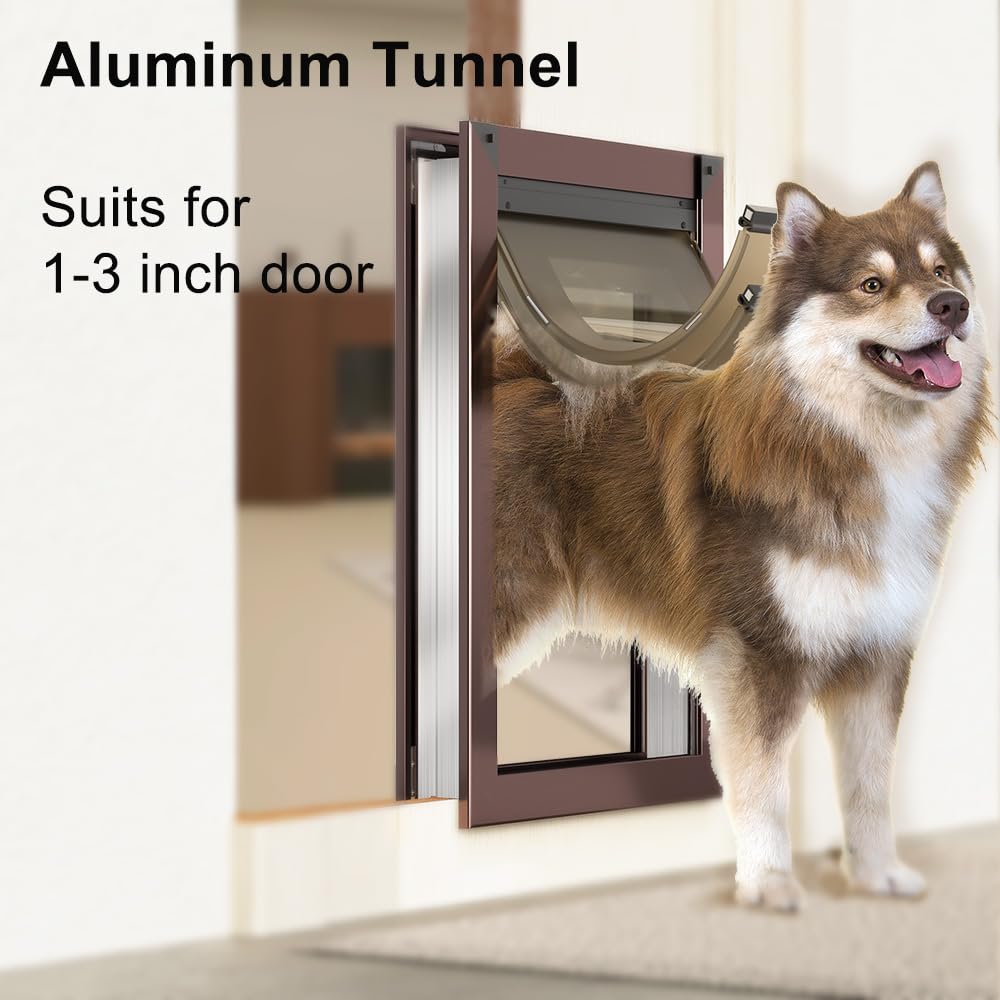 [Mavricpower] Aluminum Medium Dog Door With 2 Magnetic Flaps, Doggie Door For Interior And Exterior Door, Pet Door For Small Dog