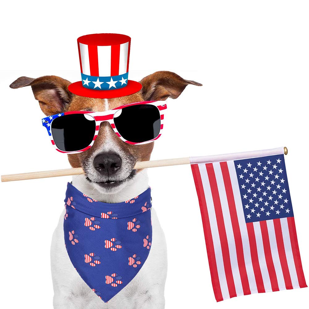 Adoggygo American Flag Dog Bandana, Multiple Sizes Offered, Triangle 4Th Of July Bandanas For Medium Large Dogs (Large)