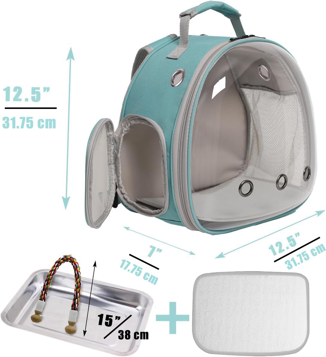 Small Bird Travel Backpack Carrier Cage, Backpack To Transport Backpack Carrier With Metal Tray Stand Perch For Parakeet Cockati