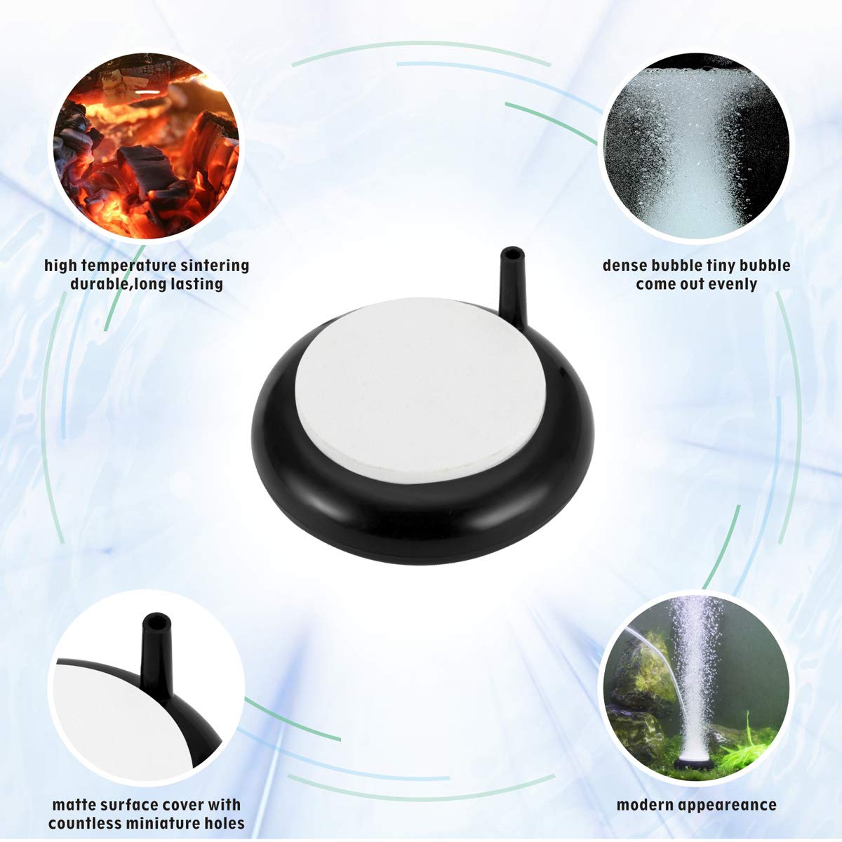 Hygger Aquarium Air Stone, Bubble Stone Fish Tank Oxygen Stone Ultra Silent Deep Dissolving Oxygen Diffuser Kit For Aquarium Fish Tank And Hydroponic (Black, 2 Inch)