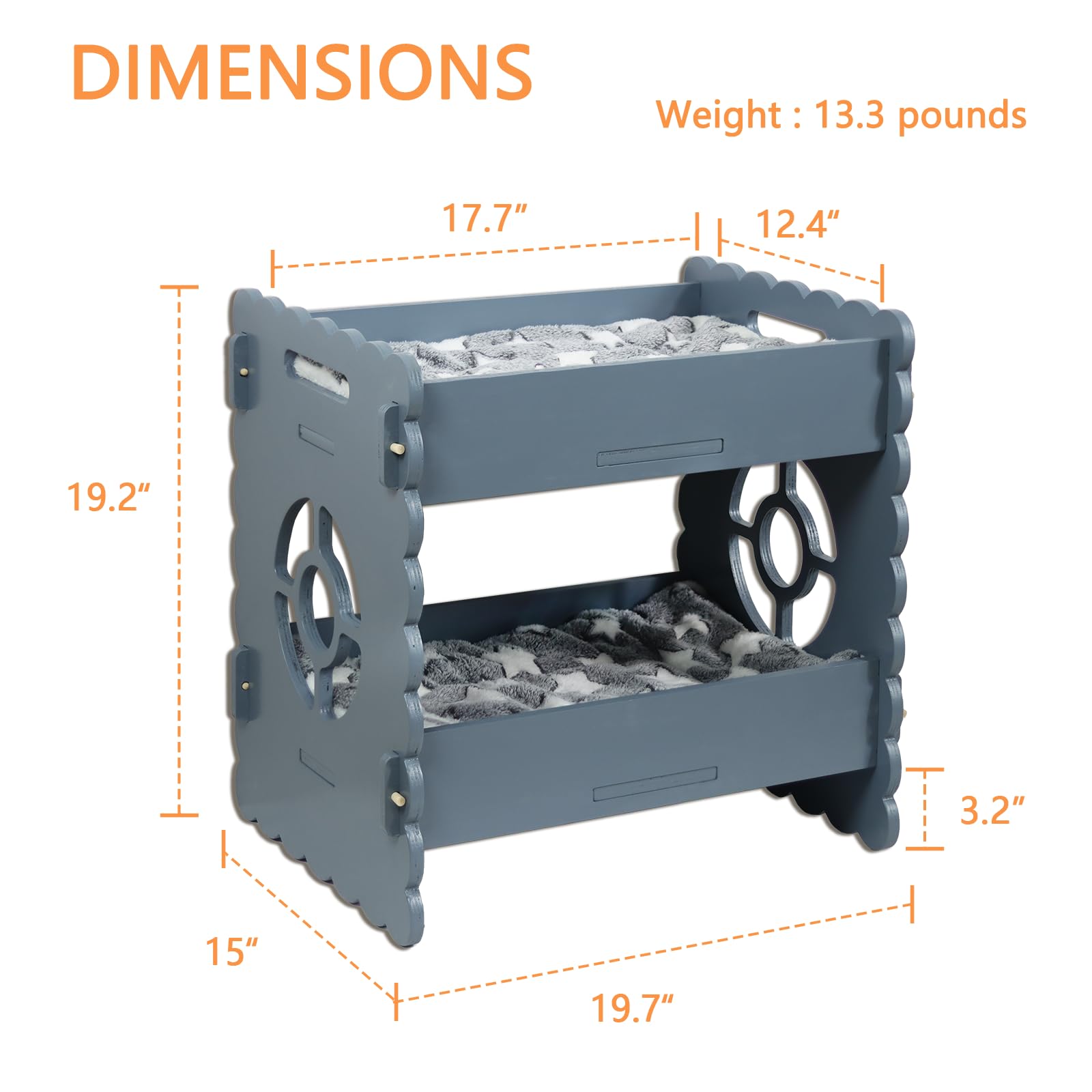 Ankuliy Cat Bunk Beds For 2 Indoor Cats,Double Raised Cat Bed,Elevated Cat Bed Furniture,Modern Cat Condo With Matress,Protect C