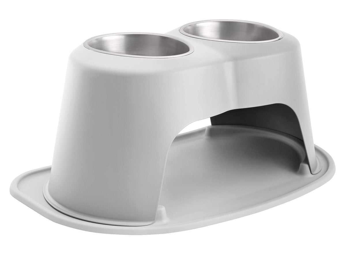 Weathertech Double High Pet Feeding System - Elevated Dog/Cat Bowls - 12 Inch High Light Grey (Dhc6412Lglg)