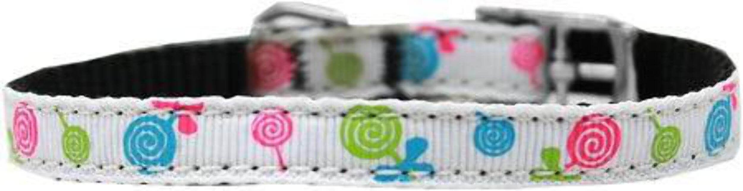 Mirage Pet Products Lollipops Nylon Dog Collar with Classic Buckle 3/8&quot;, White, Size 16