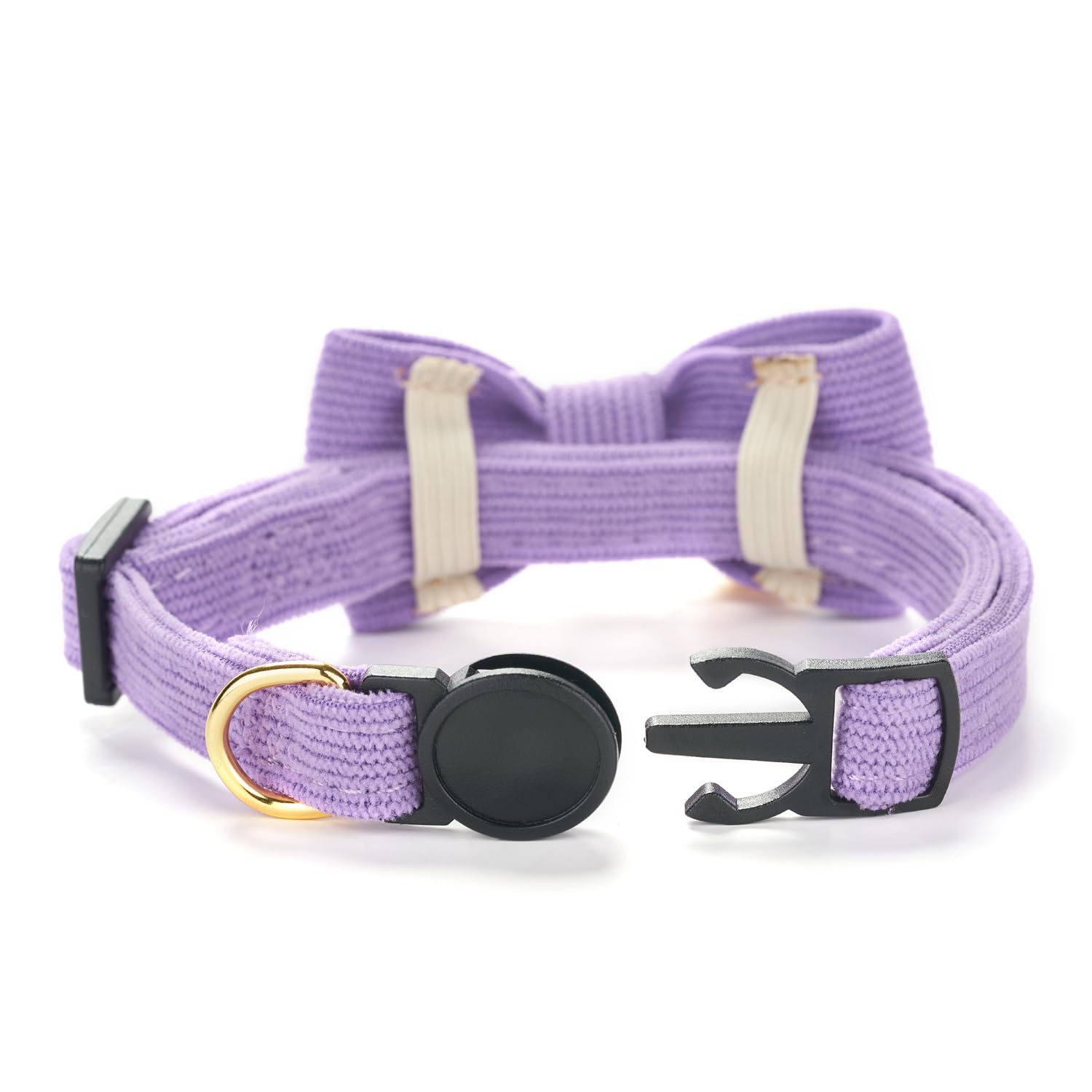 Petiry Soft Corduroy Cat Collar, Plaid Pattern, With Bell And Bowtie, Safety Breakaway Clasp, Adjustable For Kitten And Cats Pur