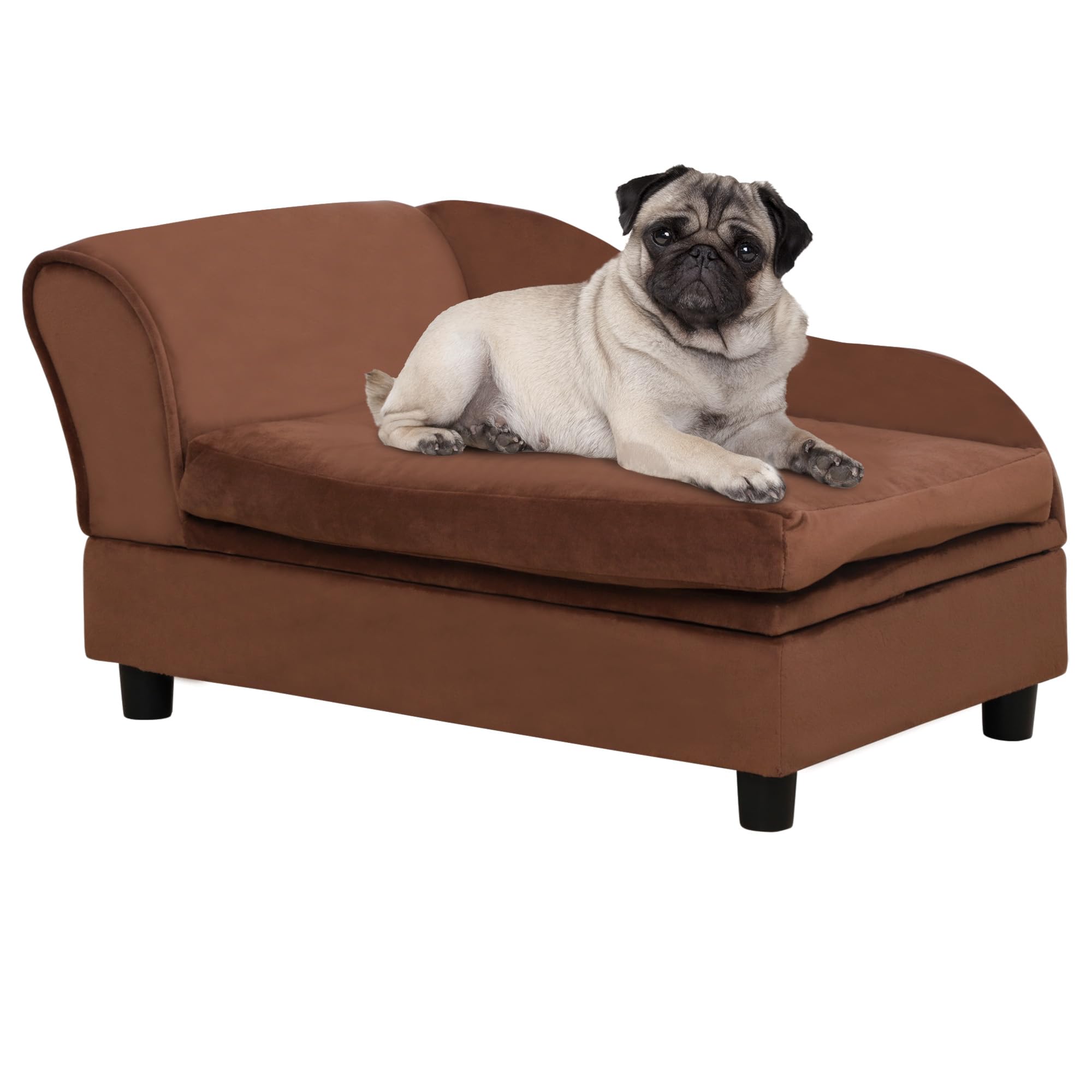 Pawhut Luxury Fancy Dog Couch With Hidden Storage, Small Dog Sofa Bed With 2'' Soft Foam, Modern Pet Furniture For Puppies & Lit