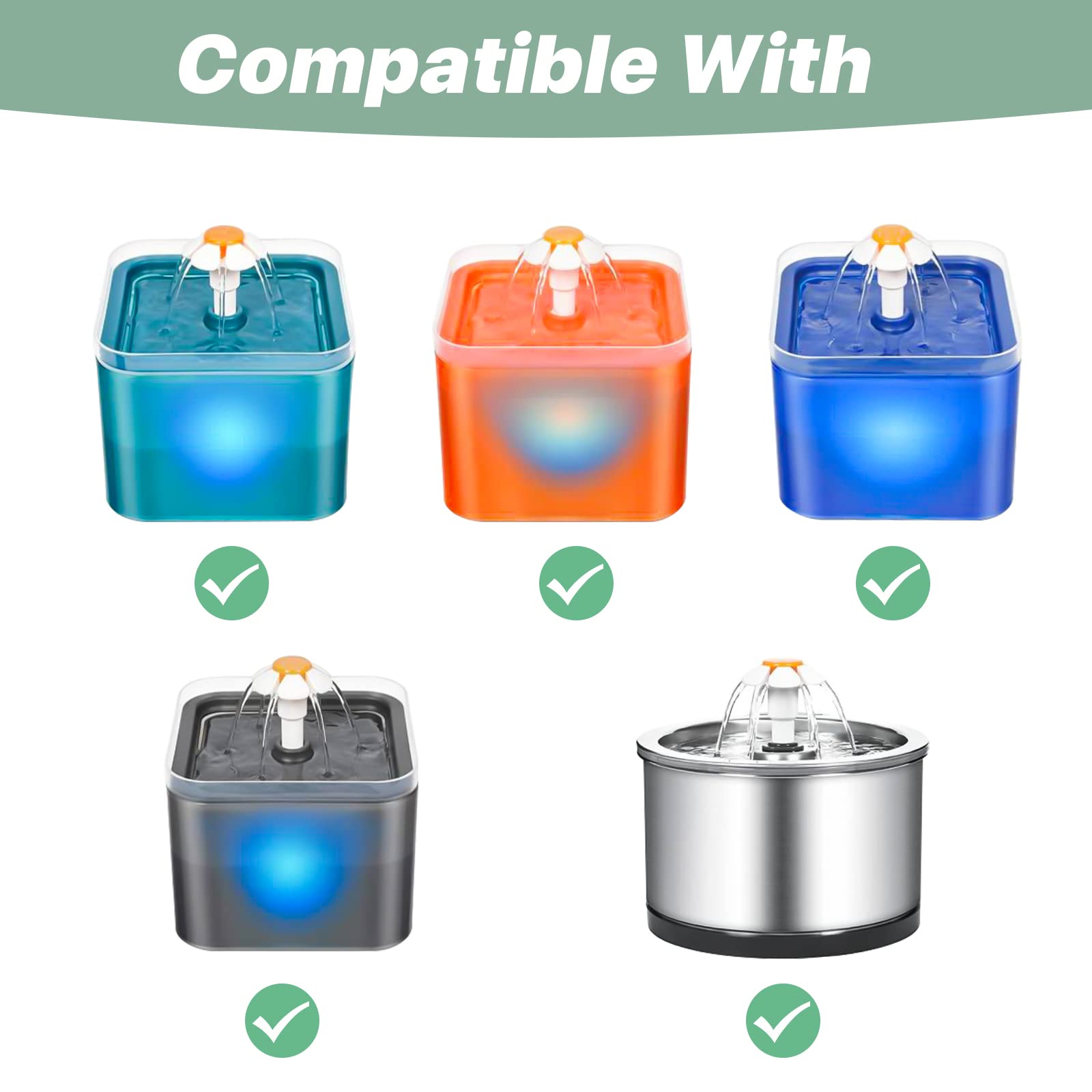 Cat Water Fountain Filters For 84Oz/2.5L Stainless Steel Pet Fountain And 67Oz/2.0L Plastic Cat Drinking Fountain, 4 Pack Pet Replacement Filters Set