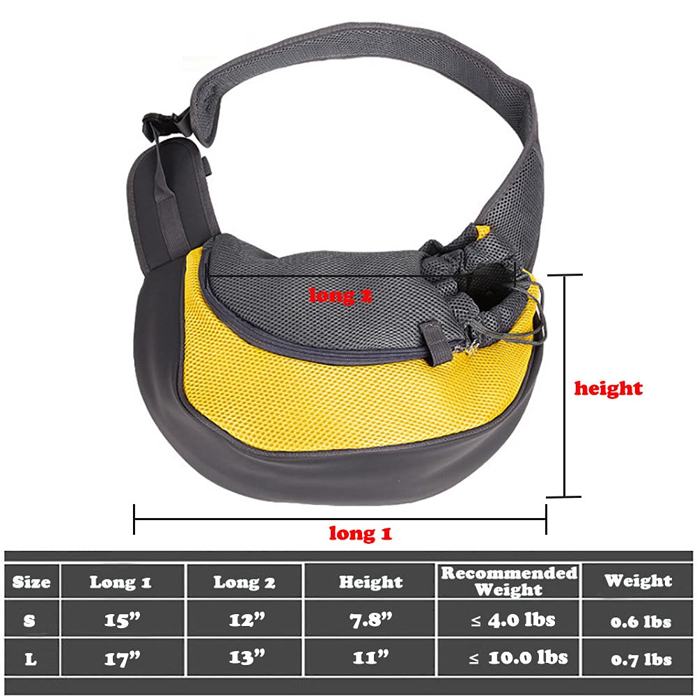 Pet Dog Sling Carrier, Breathable Mesh Portable Travel Safe Pet Sling Shoulder Bag Carrier With Adjustable Non-Slip Shoulder Strap For Small Dogs Cats Puppy