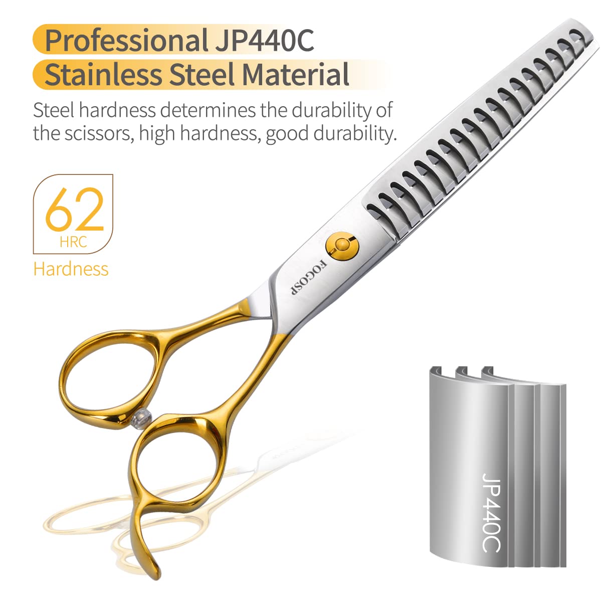 Fogosp Dog Thinning Shears For Grooming 6.75'' Chunker Shears Quickly Thinning Thick Hair Professional Dog Grooming Scissors For