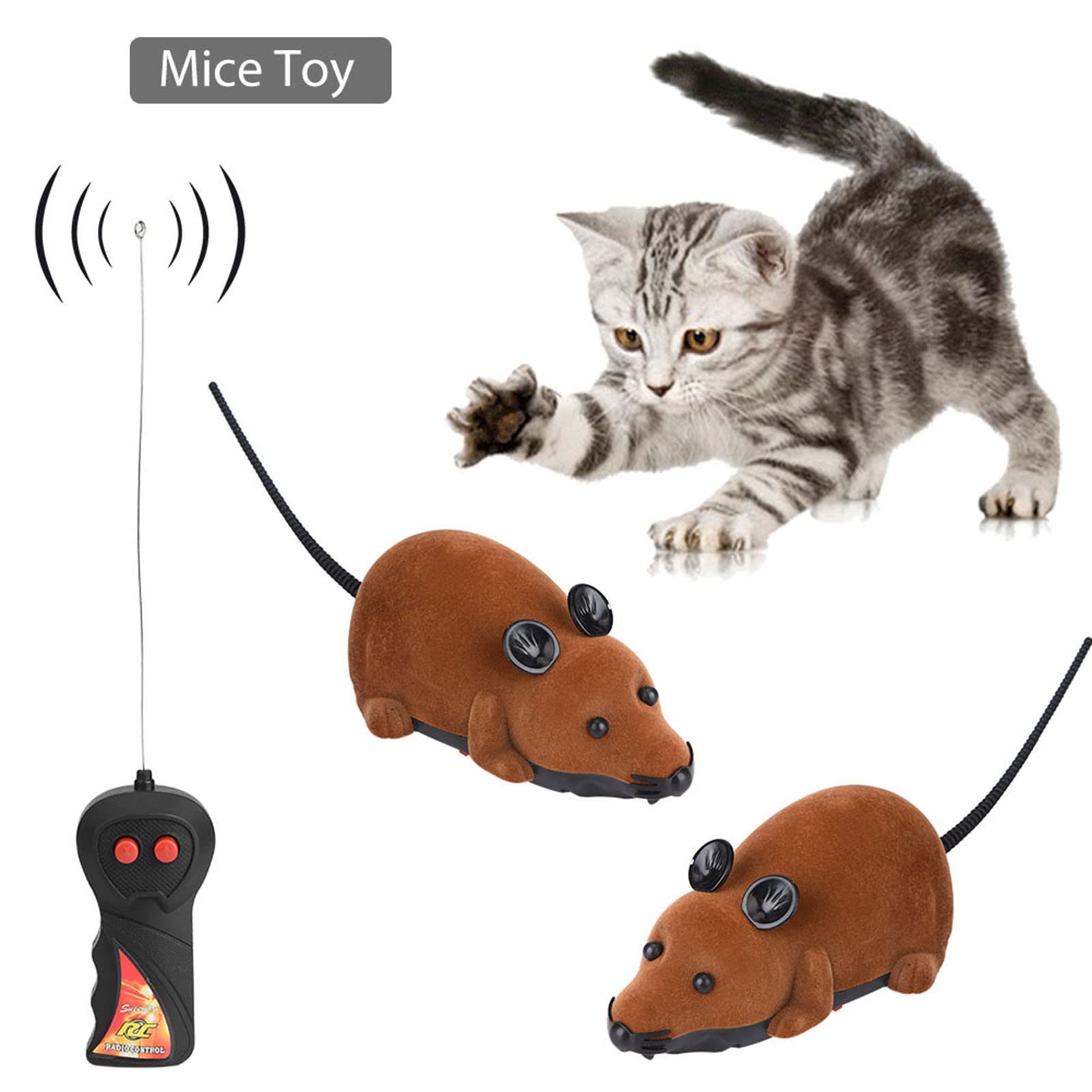 Tyenaza Interactive Cat Toy Mouse, Funny Chasing Electric Kitten Toy Electronic Wireless Remote Control Mock Mouse Mice Toys(Bro