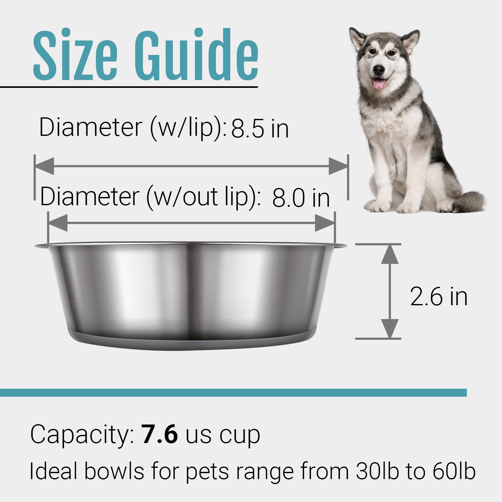 PEGGY11 Stainless Steel Metal Dog Bowls, Nonslip Rubber Bottom, Dishwasher Safe, Easy to Clean - 4 Pack, Each Holds 7.6 US Cup