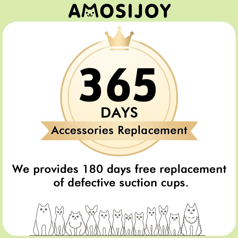 Amosijoy Cordless Cat Window Perch, Cat Hammock For Window With 4 Strong Suction Cups, Solid Metal Frame And Soft Cover, Cat Beds For Indoor Cats