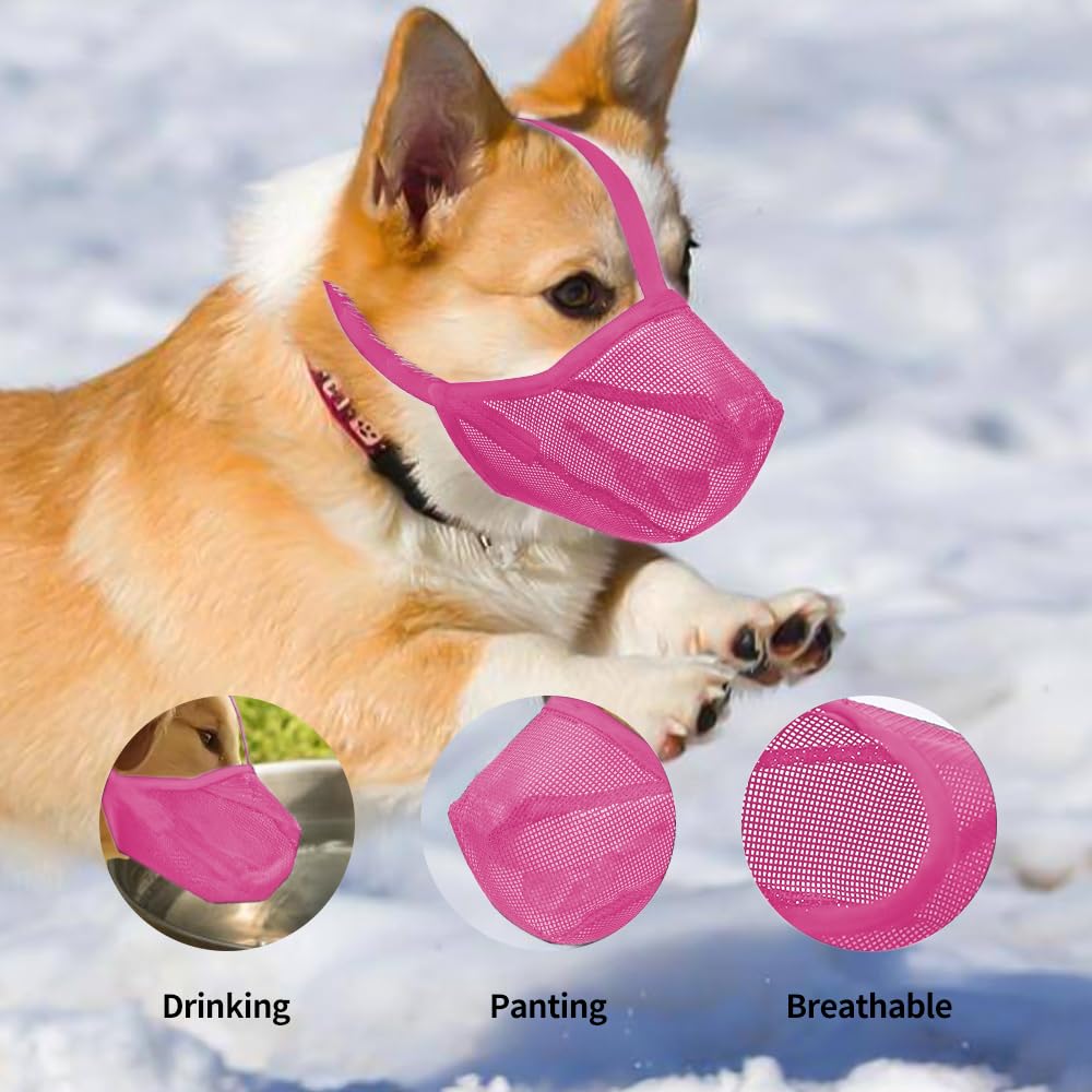 Miavers Dog Muzzle, Soft Mesh Covered Muzzles For Small, Medium, Large And X-Large Dogs, Muzzle With Adjustable Straps, Prevent