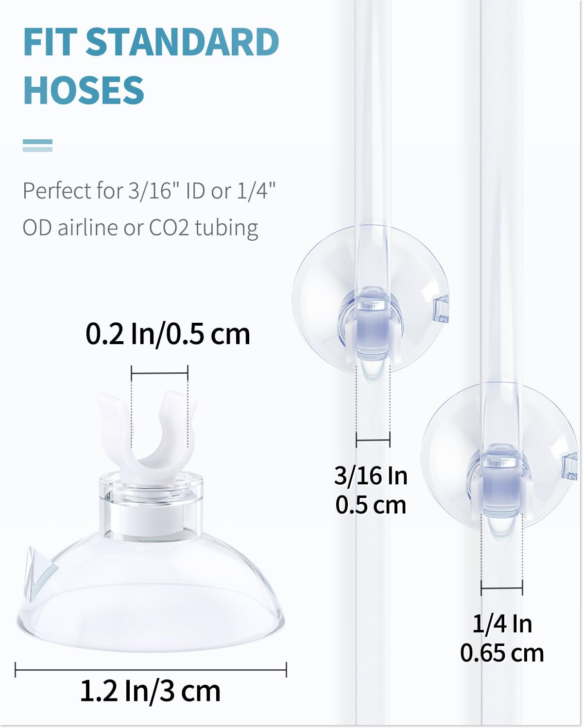 Pawfly Aquarium Suction Cup Clips For Standard 3/16' Id Airline Tubing Clear Air Hose Holder Clamp Accessories For Fish Tank Aeration Setup, 20 Pack