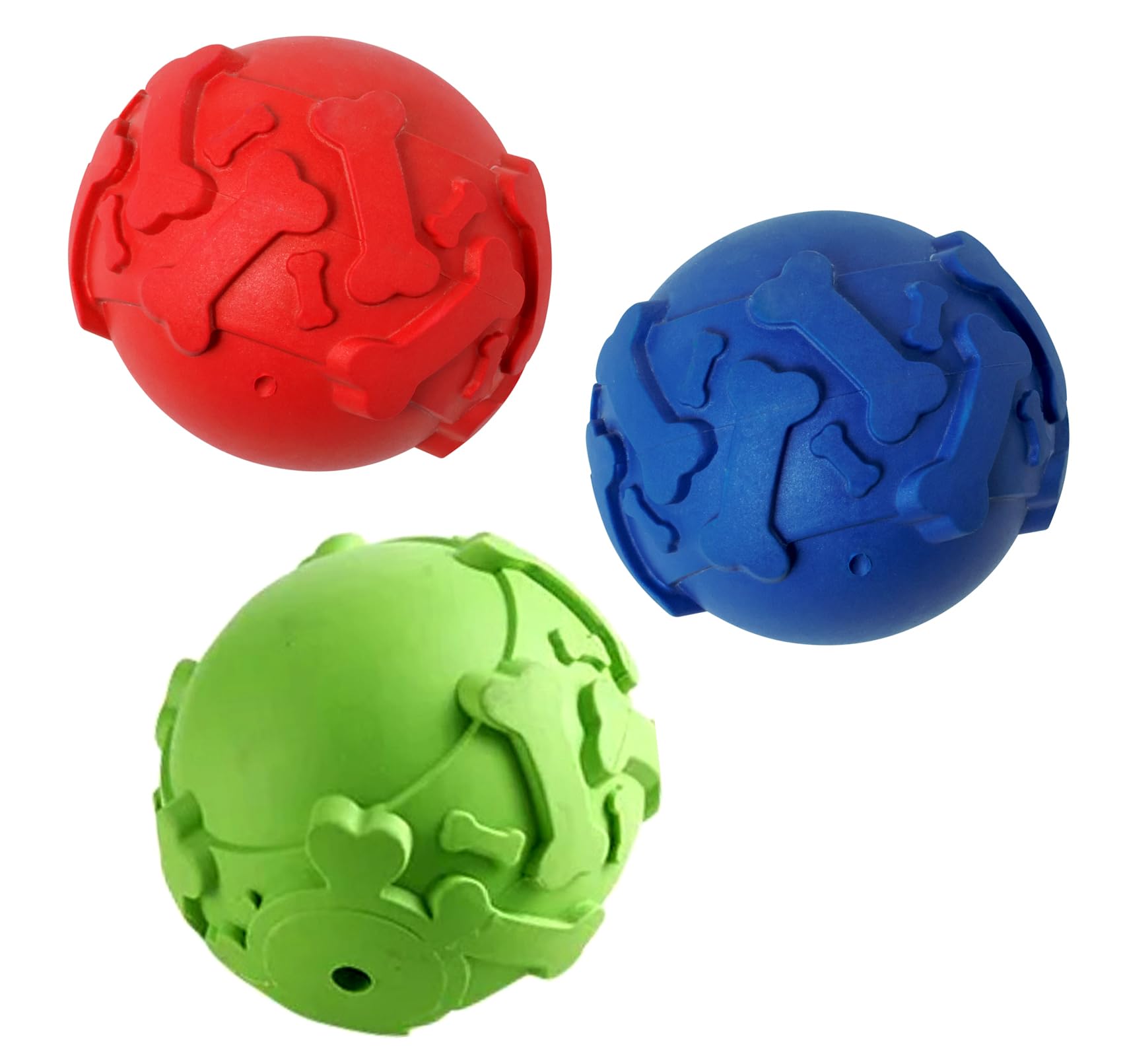 RvPaws Bone Print Ball Solid Sound Ball Dog Toy for Medium Dog (Colors Vary) (1 Pcs Ball in Pack)