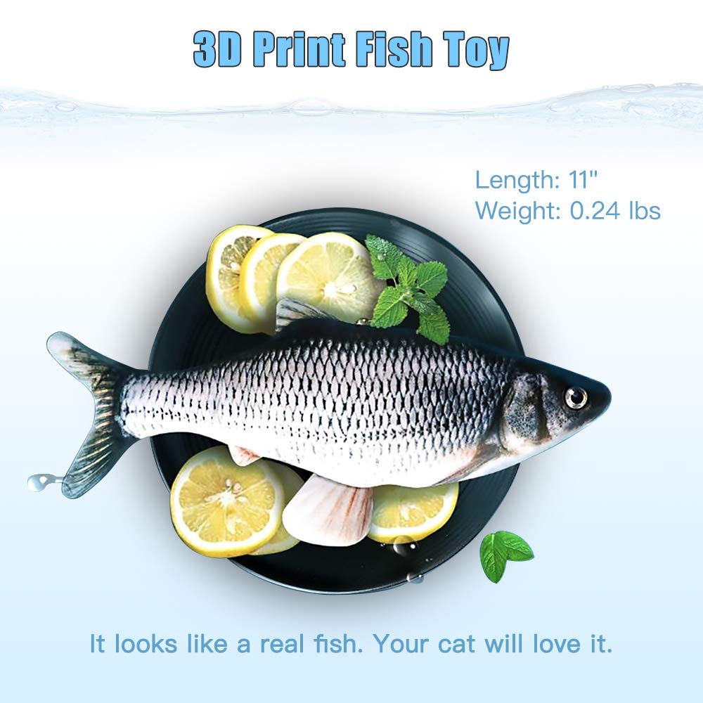 Tooge 2 Pack 11'' Floppy Fish Cat Toys With Silvervine And Catnip For Indoor Cats For Small Dogs Interactive Automatic Flopping
