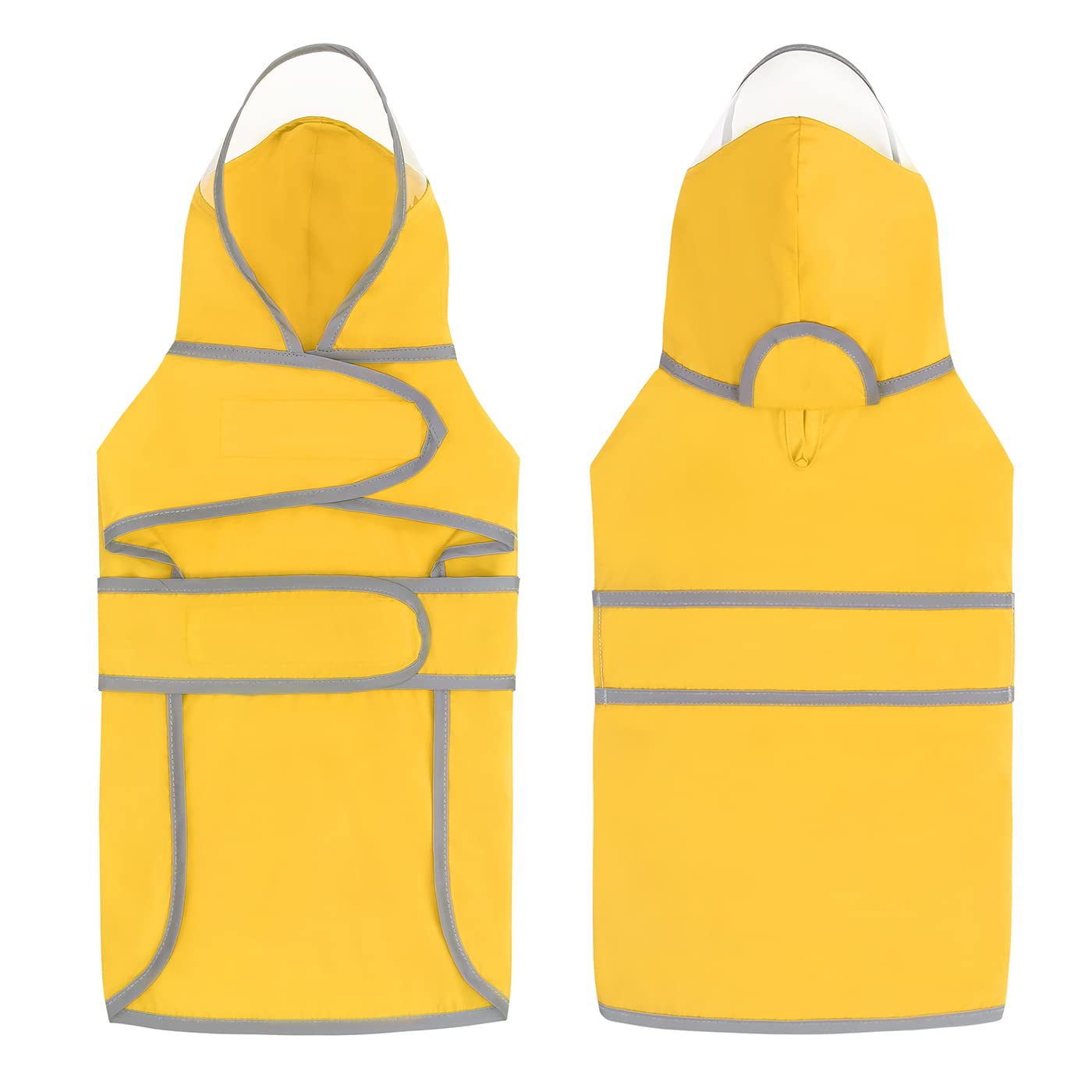 Hde Dog Raincoat With Clear Hood Rain Jacket Poncho For Small Medium Large Dogs Yellow - Xxl