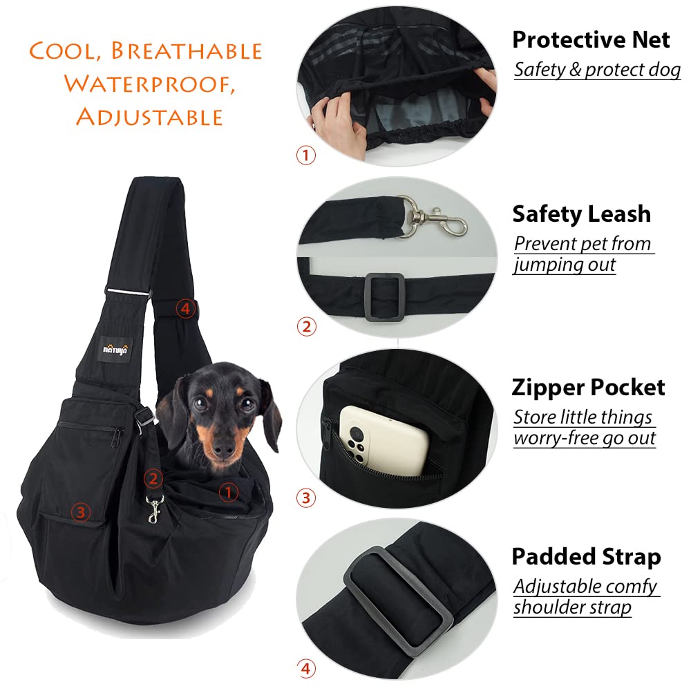 NATUYA Pet Dog Sling Carrier - Waterproof and Windproof Puppy Carrier Bag, Adjustable Strap Hand-Free Dog Sling for Outdoor Acti