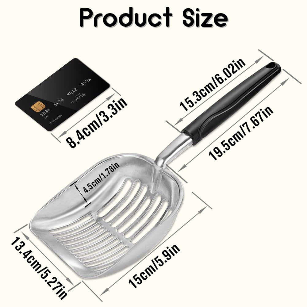 Cat Litter Scoop - Sturdy Mesh Scooper,Long Handle Cat Scooper,Aluminum Alloy Sifter Metal Scoop,Poop Sifting,Mesh Shovel,Suitab