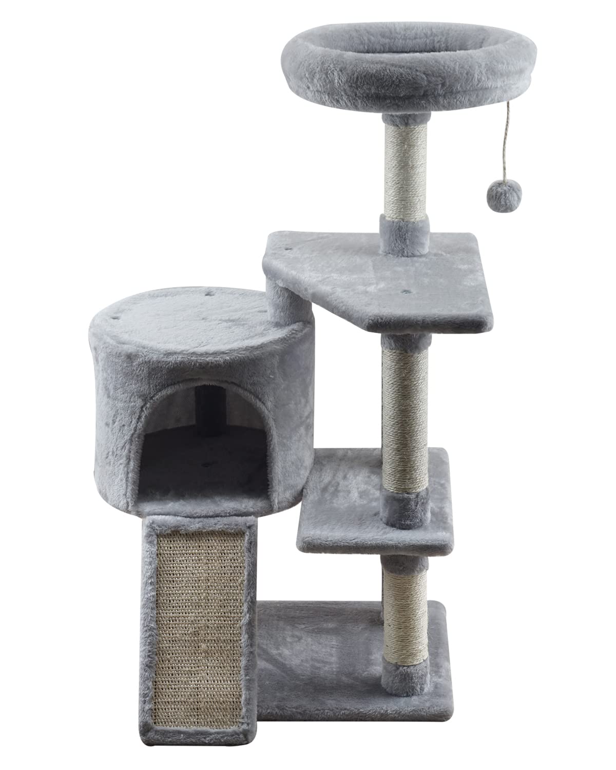 Miao Paw Grey Cat Tree Tower For Indoor Cats Cat Condo With Scratching Post Cat Tree For Large Medium Small Cat With Dangling Ba