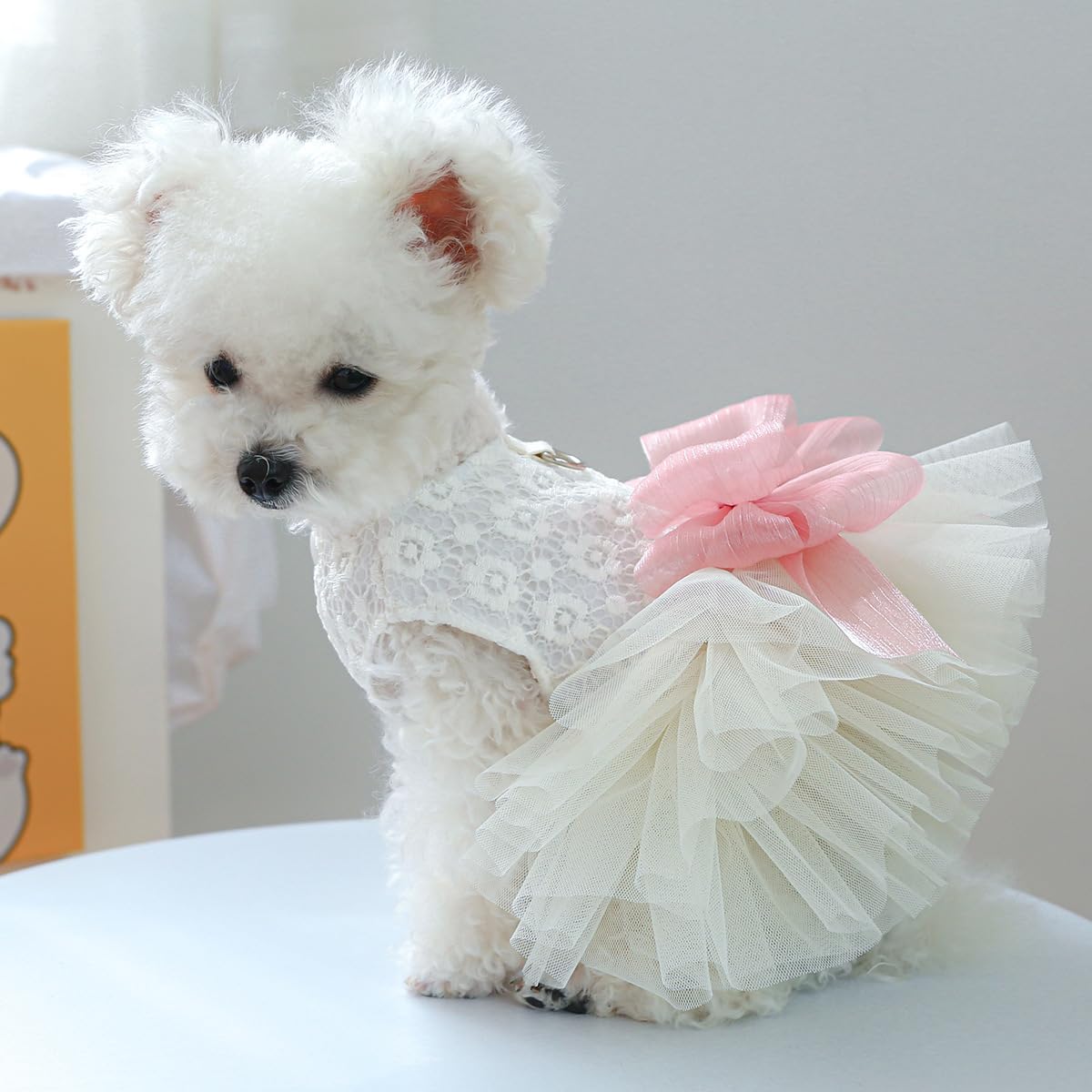 Clopon Dog Dresses Pink Dog Dress Female Yorkie Dresses Teacup Girl Puppy Clothes Extra Small Puppy Outfit Xs Pink