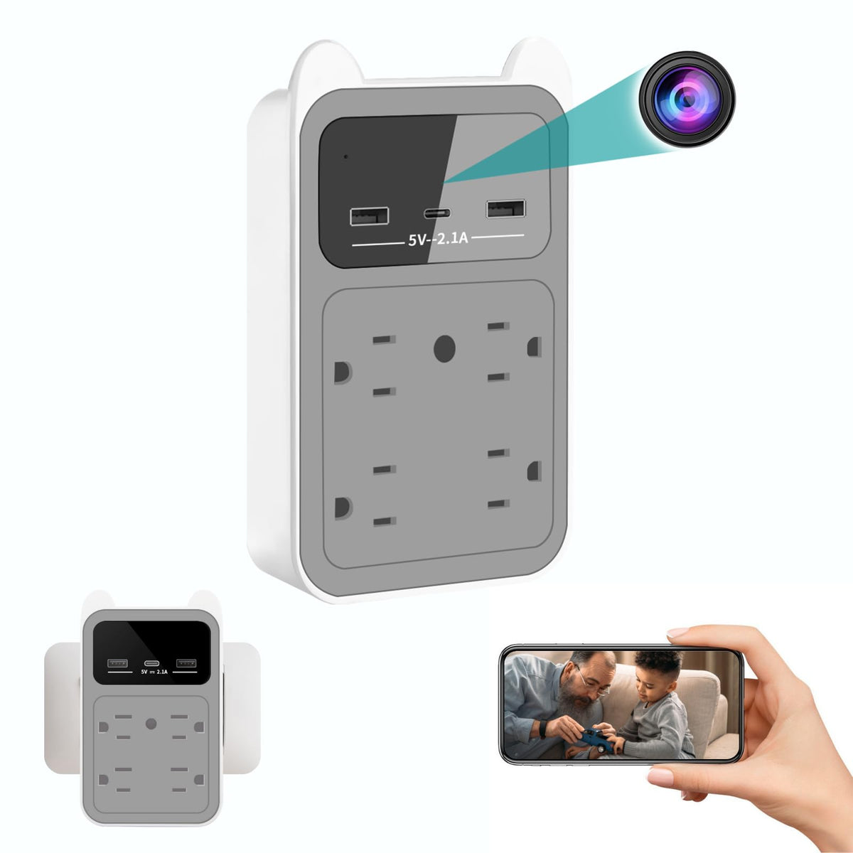 Camduck Hidden Wifi Camera 2K, Indoor Home Security Cameras For Baby/Elder/Dog/Pet ,Indoor Home Cam With Motion Detection,Nanny 