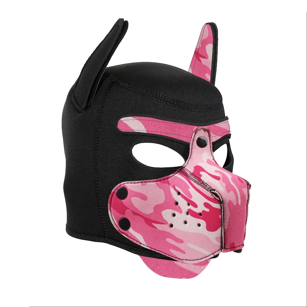 Neoprene Puppy Face Muzzle Dog Removable Full Face Pup Hood Mask (Pink, One Size)