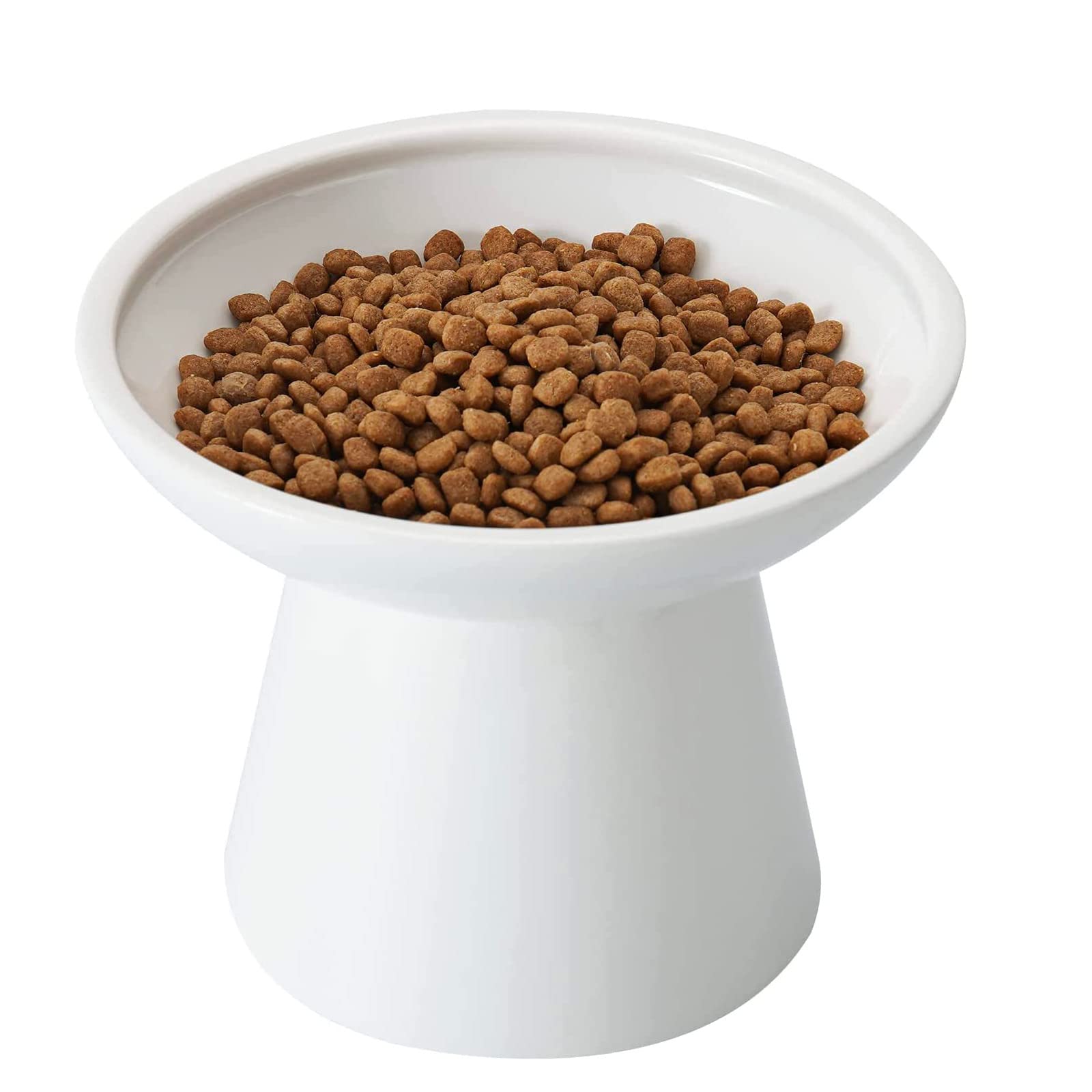CEEFU Extra Wide Elevated Ceramic Cat Bowl - 6.2  Shallow Dish for Whisker Fatigue Relief, 5  Height for Easy Feeding, Lead & Ca