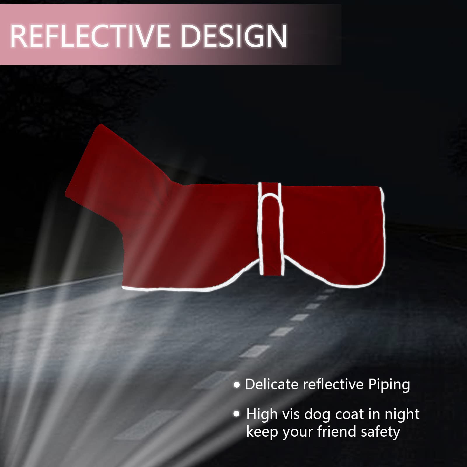 Geyecete Greyhound Cosy Fleece Jumper, Dog Winter Coat With Warm Fleece Lining, Outdoor Dog Apparel With Adjustable Bands For Medium, Large Dog -Red-Xl