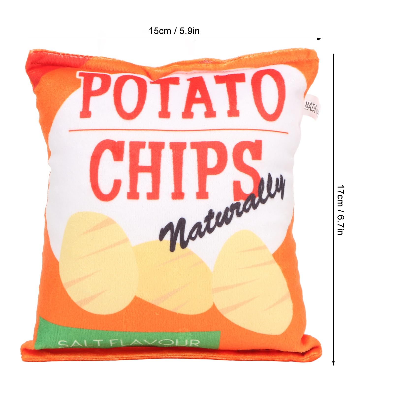 Potato Chips Plush Dog Toy, Interactive Dog Puzzle Toys Bite Resistant Built in Rattling Paper Plush Squeaky Dog Toy, Potato Chi